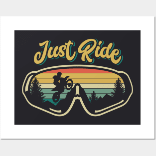 Just Ride // Retro Sunset Motocross Goggles Posters and Art